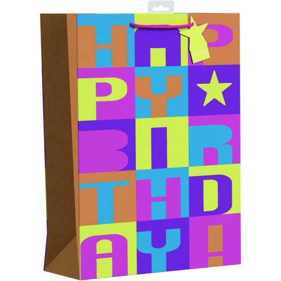 SJ15125 GIFT BAG NEON BLOCK TEXT EXTRA LARGE