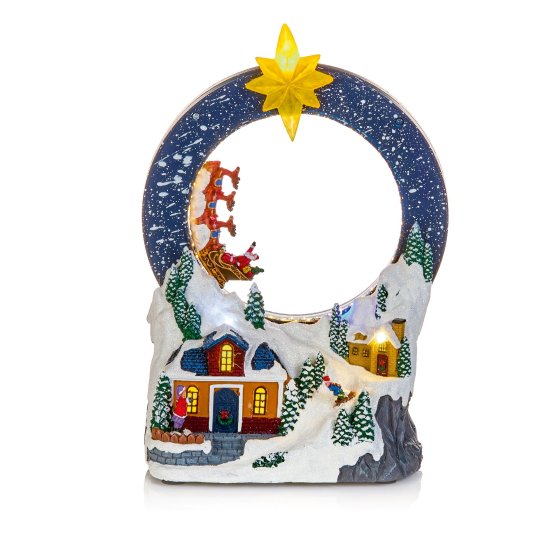 XH4604 LIT VILLAGE 29CM LOOPING SANTA