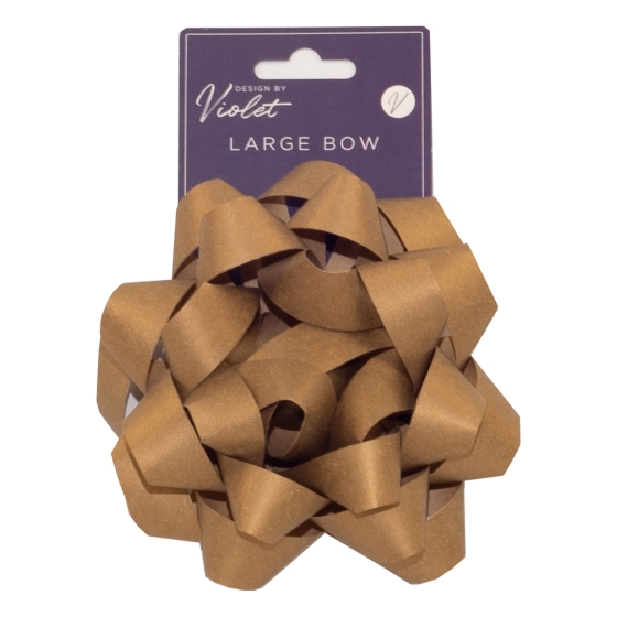 BOW 6IN LARGE GOLD PAPER