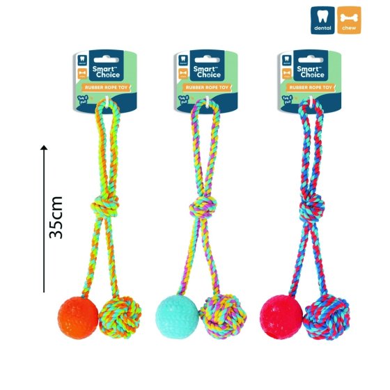 SJ11305 SJ11305 DOG TOY RUBBER BALL N ROPE ASST