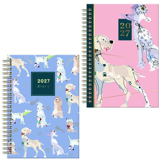 DJ0608 2027 DIARY A5 WTV WIRO DOGS ILLUSTR