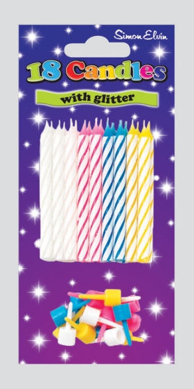 SH12026 CANDLES SPIRAL ASST GLITTER 18