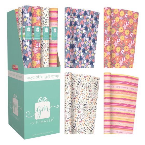 SH13801 GIFT WRAP ROLL 3M FEMALE ASSTD