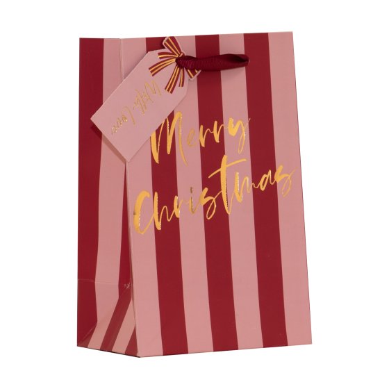 GIFT BAG PINK STRIPE S