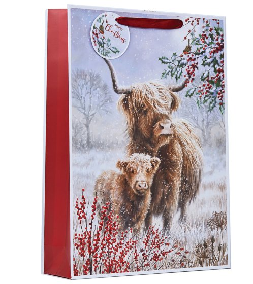 XH2904 GIFT BAG HIGHLAND COW XL