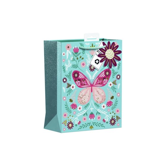 SJ15132 SJ15132 GIFT BAG BUTTERFLY FLORAL MEDIUM