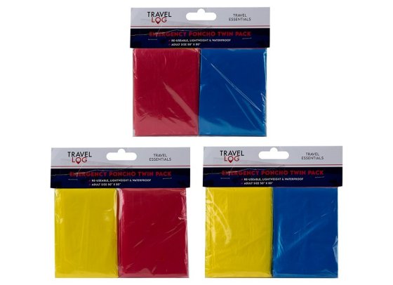 SJ11005 PONCHO EMERGENCY UNIVERSAL SIZE 2PK ASST