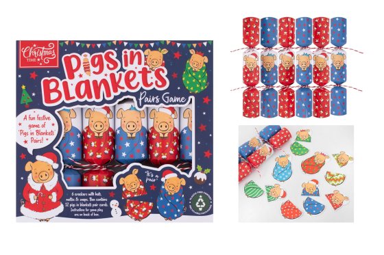 XJ7207 CRACKERS 6 X 23CM PIGS IN BLAN