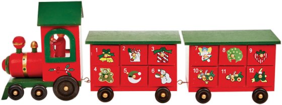 XH0807 44CM 3 PCE WOODEN ADVENT TRAIN