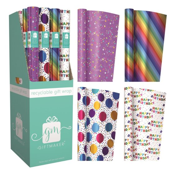 SH13903 GIFT WRAP ROLL 1.5M FOIL BRIGH