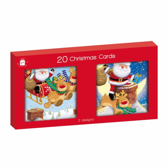 XH0505 CARDS 20PK MINI SQ SANTA R/DEE
