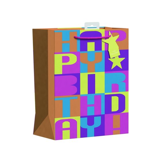 SJ15126 SJ15126 GIFT BAG NEON BLOCK TEXT LARGE