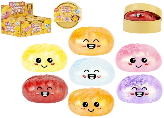 SQUISHIES GLITTER DUMPLING IN BASKET 8.5CM