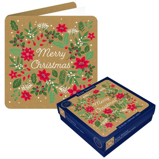 CARDS BOX 10 DELUXE CHRISTMAS EVERGREEN HAVEN