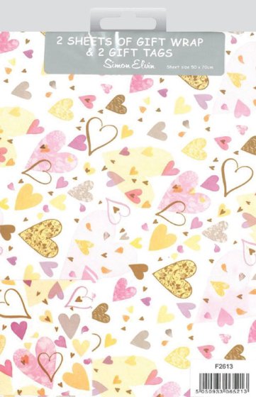 SH13723 WRAP HEARTS 2 SH 2 TAG OCCASIO