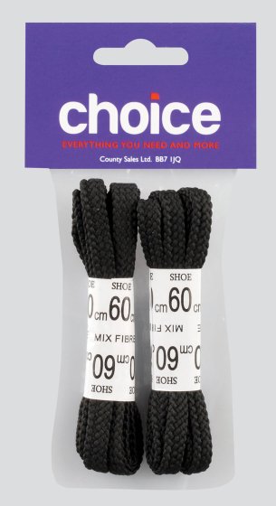 SH11015 60CM ROUND BLACK SHOE LACES