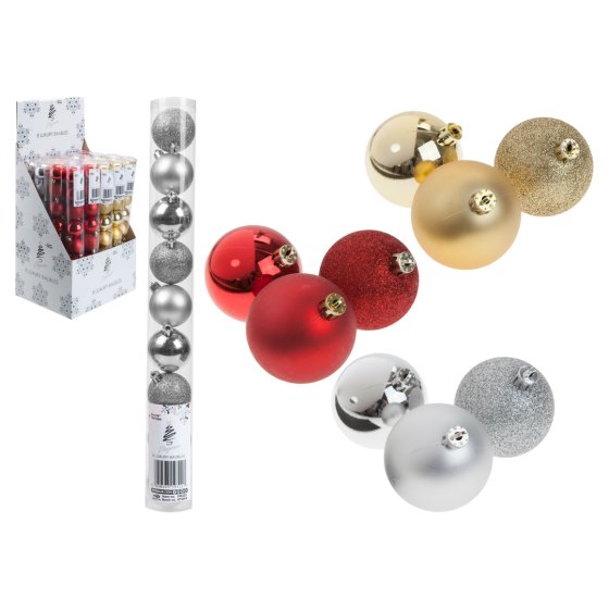 SET OF 8 BAUBLES 50MM IN TUBE ASSTD