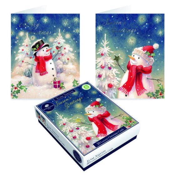 XG0204 CARD BOX 20 LUX SNOWMAN