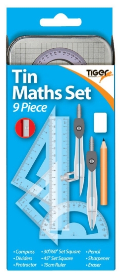 SJ06105 MATHS SET IN TIN 9 PIECE