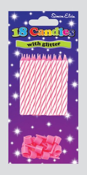 SH12024 CANDLES SPIRAL PINK GLITTER 18