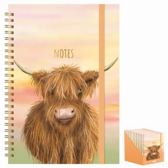 SJ01302 SJ01302 NOTEBOOK TWIN WIRO A5 HIGHLAND COW