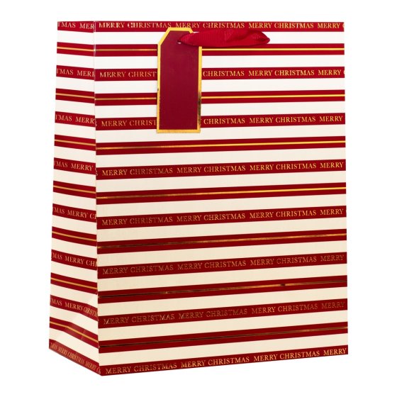 GIFT BAG CHRISTMAS STRIPE L