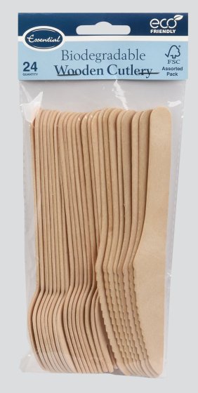 CUTLERY WOODEN ASST 24S