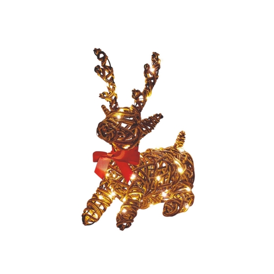 40 LED LIT LYING REINDEER WARM WHITE 30CM