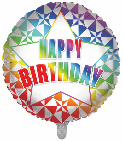 BALLOON 18IN FOIL BRIGHT GEOMETRIC