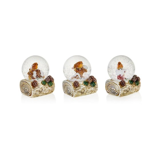 45MM ROBIN WITH PINE CONES WATER GLOBE 3 ASS