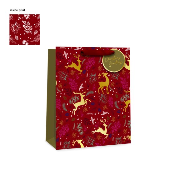 GIFT BAG REINDEER PATTERN L