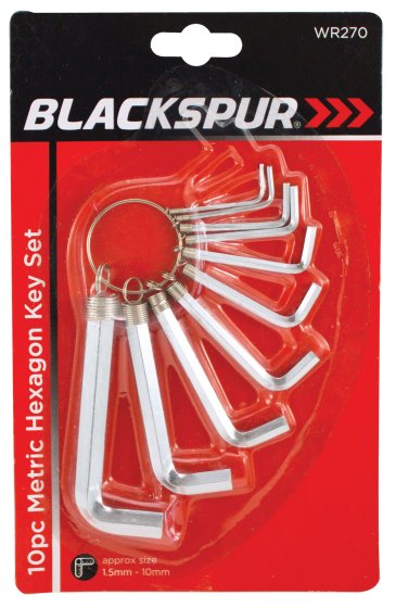 HEX KEYS METRIC 1.5-10MM 10PC