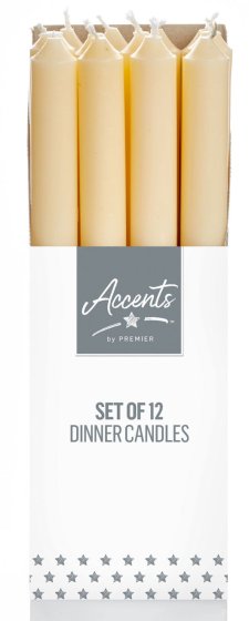 XH6508 CANDLE 25CM IVORY DINNER