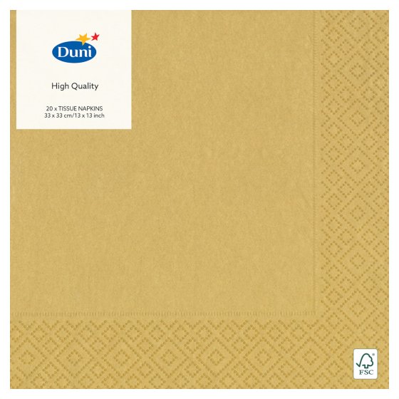 XH6811 NAPKINS 20S 3PLY 33CM GOLD