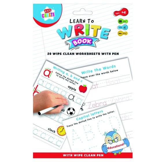 SJ09611 KIDS CREATE A5 WIPE CLEAN LEARN TO WRITE BOO