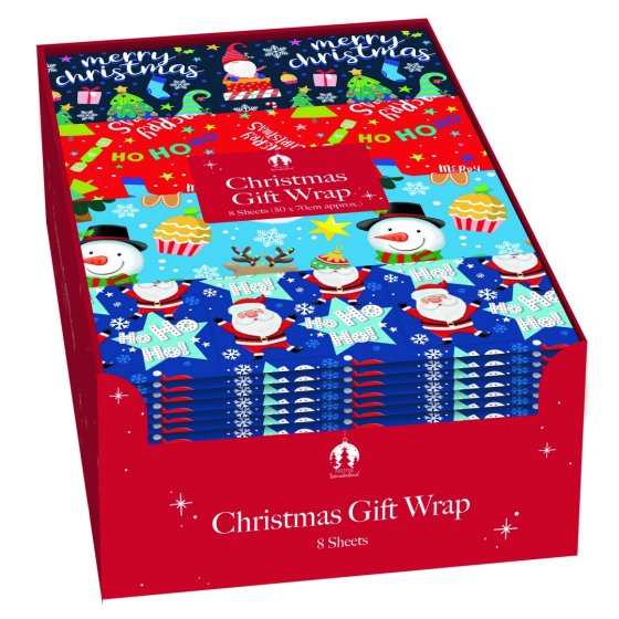 FLAT GIFT WRAP 8 SHEETS CUTE- ASST