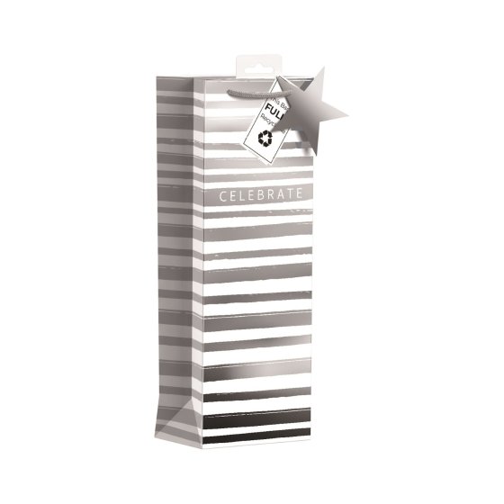 SH14518 BOTTLE BAG SILVER CELEBRATE ST
