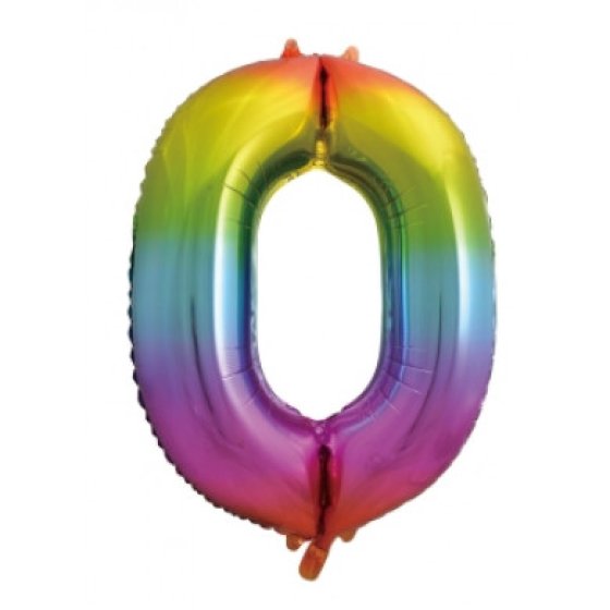 BALLOON 34IN RAINBOW NO 0 FOIL