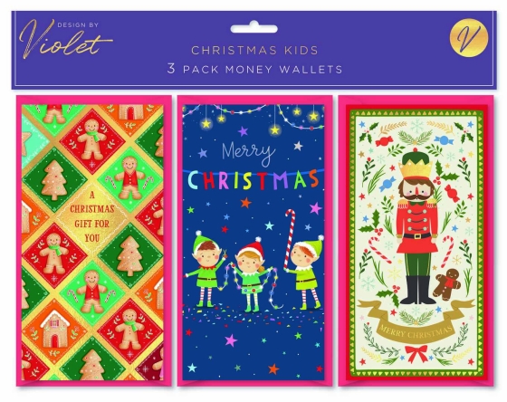 MONEY WALLETS CHRISTMAS KIDS 3 PK