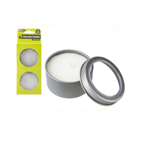 SUMMIT TWIN PACK CITRONELLA CANDLE TINS IN WINDOW BOX