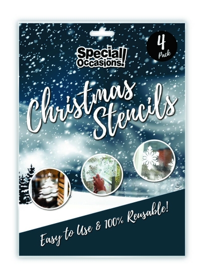 CHRISTMAS SNOW SPRAY STENCILS 4PK