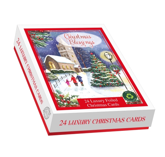 XF0207 CARDS BOX 24 LUX WINTER BLESSI