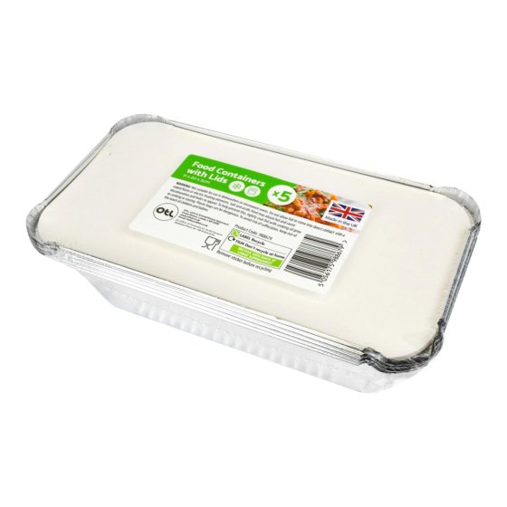 FOOD CONTIANER LARGE FOIL W/LIDS 5PK