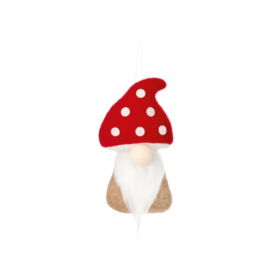 XG4305 GONK RED MUSHROOM 17CM HANGING DEC