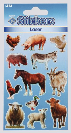 SH09108 LASER STICKERS FARM ANIMALS