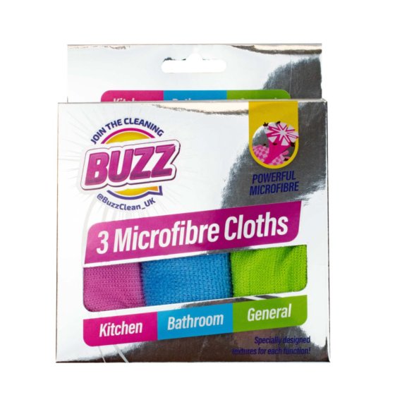 BUZZ MICROFIBRE CLOTHS 3PK