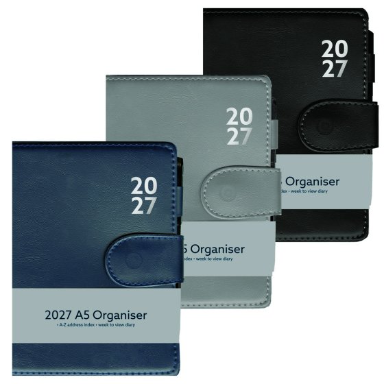 DJ0306 2027 DIARY A5 ORGANISER WITH PEN