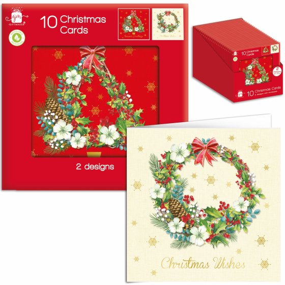 WIGIG CARDS BOX 10 SQ TREE N WREATH