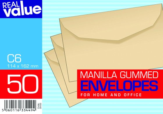 SH01014 ENVELOPES C6 MANILLA 50S