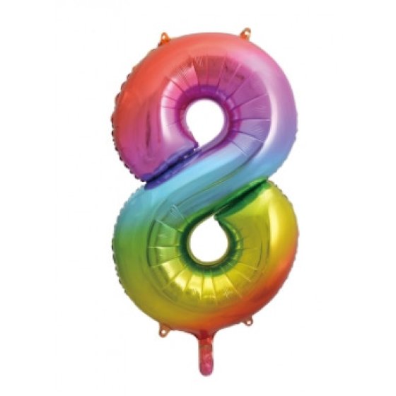 BALLOON 34IN RAINBOW NO 8 FOIL